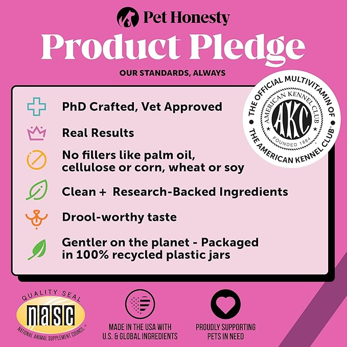 Pet Honesty Dog Multivitamin - 10 in 1 Dog Vitamins for Health & Heart - Fish Oil for Dogs, Glucosamine, Probiotics, Omega Fish Oil - Dog Vitamins and Supplements for Skin and Coat (Chicken 180 ct)