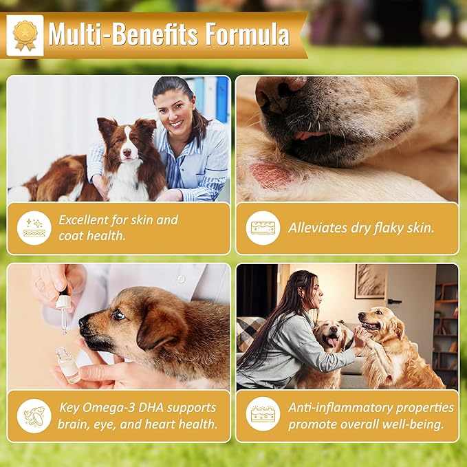 Life Line Pet Nutrition Wild Alaskan Fish Oil Omega-3 Supplement for Skin & Coat – Supports Brain, Eye & Heart Health in Dogs & Cats, 128oz