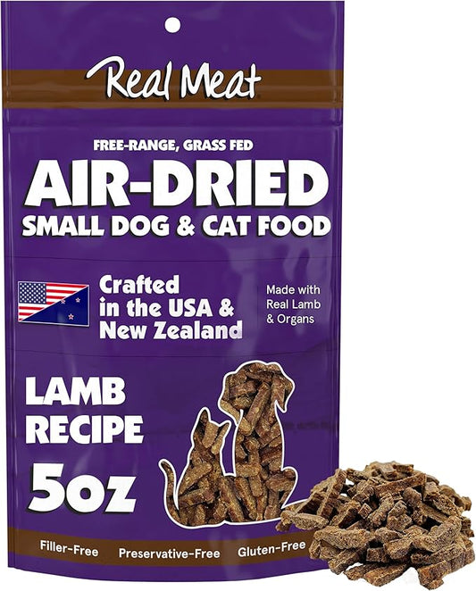 Real Meat Air Dried Dog Food w/Real Lamb - 5oz Bag of USA-Crafted Grain-Free Real Meat Dog Food Sourced from Hormone-Free, Free-Range, Grass-Fed Lamb - Digestible, All Natural, High Protein Lamb