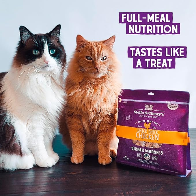 Stella & Chewy’s Freeze-Dried Raw Cat Dinner Morsels – Grain Free, Protein Rich Cat & Kitten Food – Chick Chick Chicken Recipe – 18 oz Bag