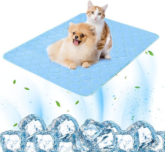 PatiencET Dog Cooling Mat, 22'' x 28'' Pet Cooling Mat for Dogs Cats, Summer Ice Silk Dog Cooling pad & Washable Pee Pad for Indoor or Outdoor - Bottom Waterproof and Anti Slip