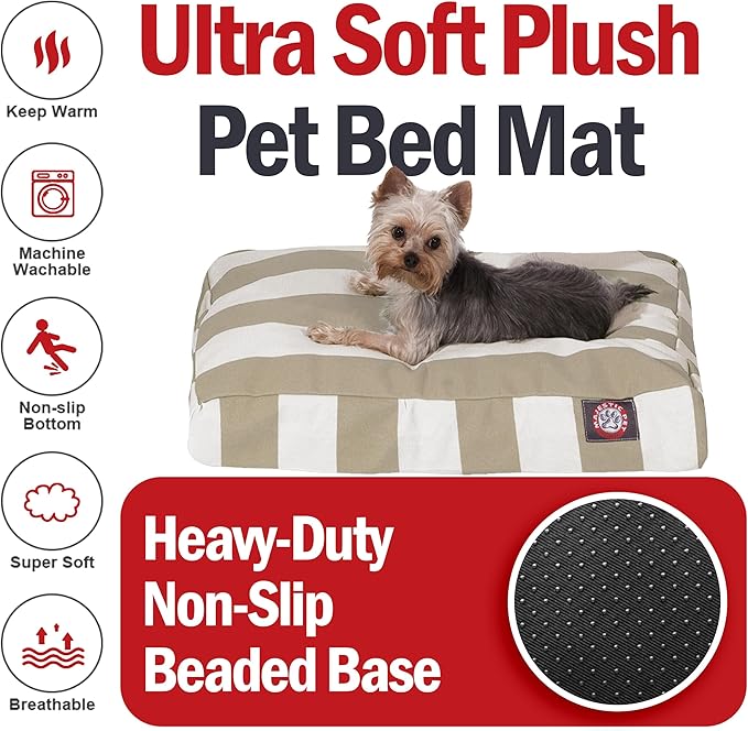 Majestic Pet Rectangle Small Dog Bed Washable – Non Slip Comfy Pet Bed – Dog Crate Bed with Removable Washable Cover – Dog Kennel Bed for Sleeping - Dog Bed Small Breed 27x20x4 Inch – Sand Beige