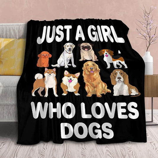 Dog Blanket Puppy Plush Gift for Girls Kids Dogs Animals Lover Throws Comfy Lightweight Quilt Cute Puppies Pet Sheet Soft Flannel Blankets for Couch Chair Halloween Christmas-60x80 Inches