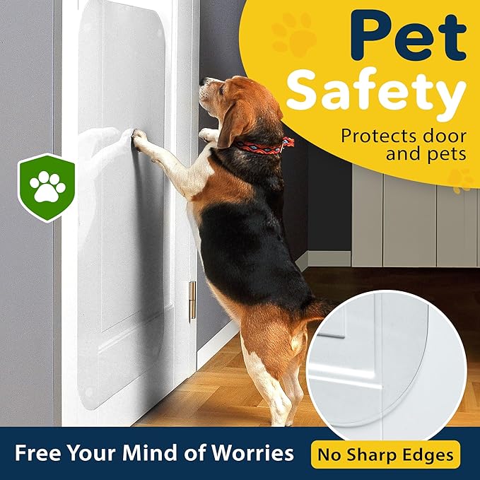 PROTECTO® Cat & Dog Scratch Door Protector for Indoors & Outdoors - 35.5" x 24 Transparent Door Protector from Dog Scratching, Smooth Deterrent Surface - Easy Installation with Sticky Pads