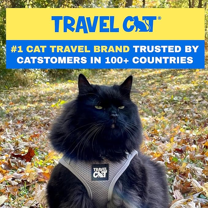 Travel Cat Harness and Leash Set - Adjustable Fit Mesh Cat Harness and Reflective Strap - Comfort Escape Proof Harness for Cats, Kitten for Outdoor Walking, Hiking (Small, Grey)