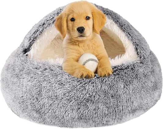 Dog Beds for Small Dogs, Cat Bed Cave, Washable Cute Cat Bed, Cozy Nook Pet Bed for Dogs or Cats, Anti-Slip Puppy Bed Fits up to 12 lbs Pets(Grey, 20" x 20")