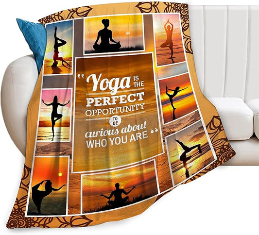 Yoga Sport Blanket - Ultra Soft Cozy Fleece Yoga Meditation Throw Blanket - Fuzzy Plush Bedding Blankets for Kids, Teens, Adults - 60"x50"