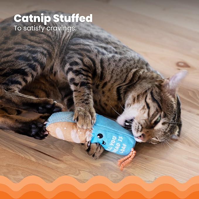 Catstages Loaf Kicker Catnip Toy and Dental Toy for Cats Bread Themed Funny Catnip Stuffed Kicker Toy, Tan