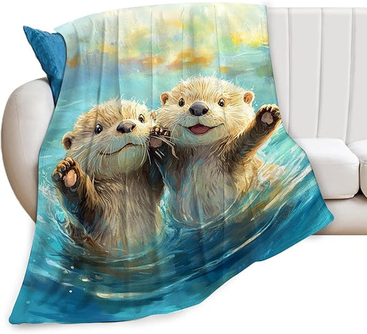 Otter Gifts for Girls & Boys - Soft, Warm Fleece & Flannel Plush Blankets for Bed, Sofa, Couch - 60"x80"
