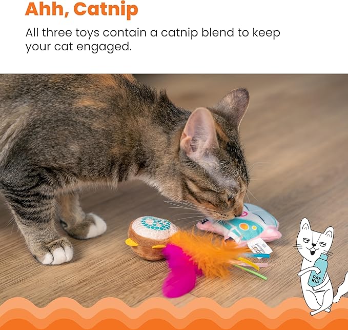 Catstages Festival-Themed Interactive Plush Catnip Cat Toys - 3 Pack