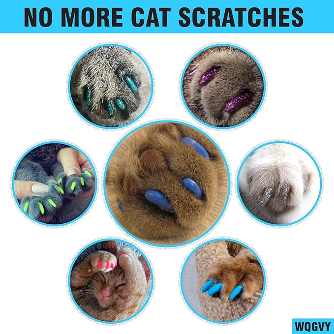 15 Colors / 150 pcs Cat Nail Caps | Cat Claw Covers with Adhesives and Applicators (L)