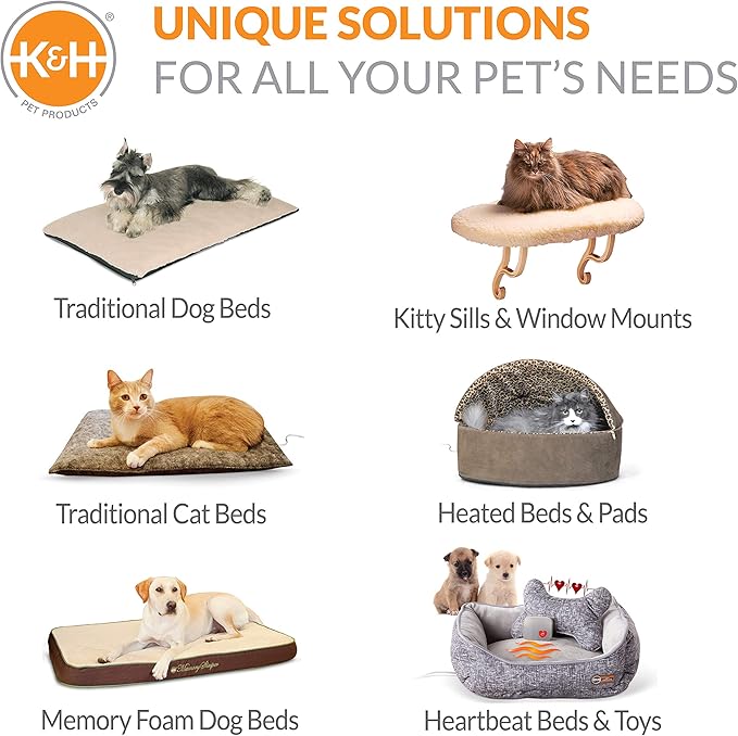 K&H Pet Products Thermo-Water Bolster Heated Orthopedic Dog Bed Gray Small 17 X 20 Inches