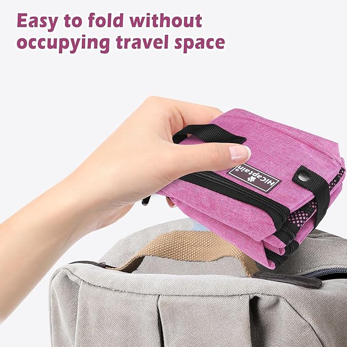 HiCaptain Portable Cat Travel Litter Box with Lid, Collapsible Travel Litter Box for Medium and Large Cats, Leak Proof, Foldable Standard Litter Carrier Box for Traveling - Pink