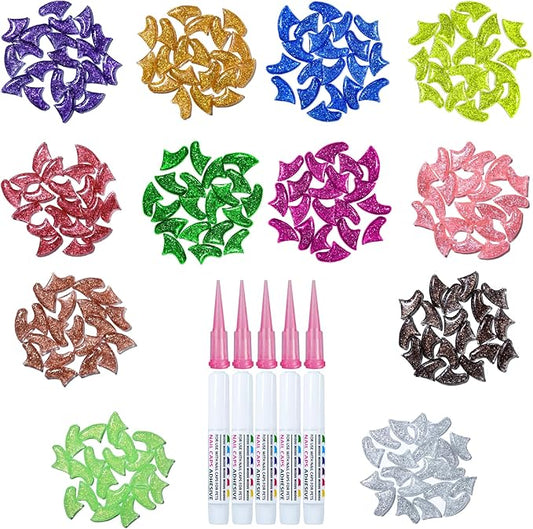 10x Colors / 100 pcs Cat Nail Caps | Cat Claw Covers with Adhesives and Applicators | Beta (L)