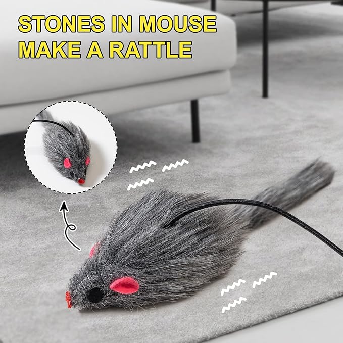 2PCS Hanging Cat Toy, Cat Interactive Toys for Indoor Cats, Home Alone Self Play Cat Toys, Cat Door Toy with Adhesive Hooks, Cat Training Stimulation Kitten Toys, Mouse Indoor Cat Toys Pack
