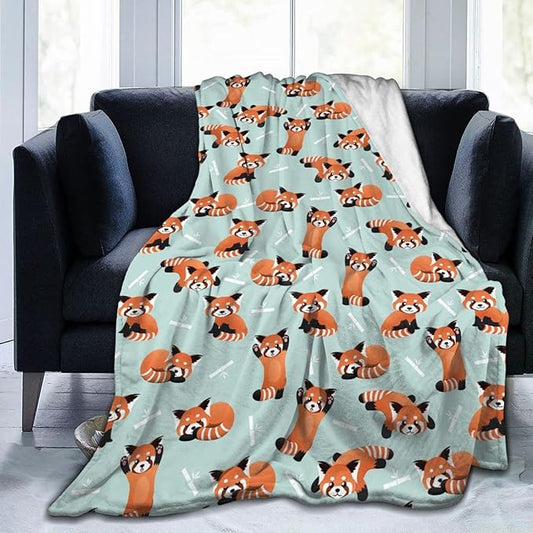 Red Panda Blanket Warm Cozy Red Panda Bamboo Flannel Throw Blanket for Travel Living Room Home Kids Adults 80"X60"