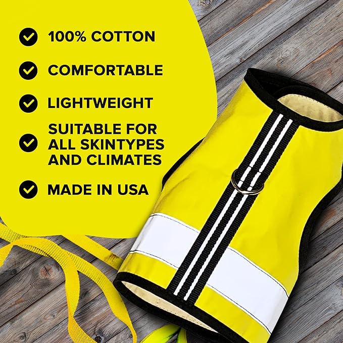 Reflective Cat Harness - High-Visibility Cat Vest for Day & Night | Secure, Breathable and Washable Cotton | Ideal for Walking & Traveling - Sunshine Yellow, M to L