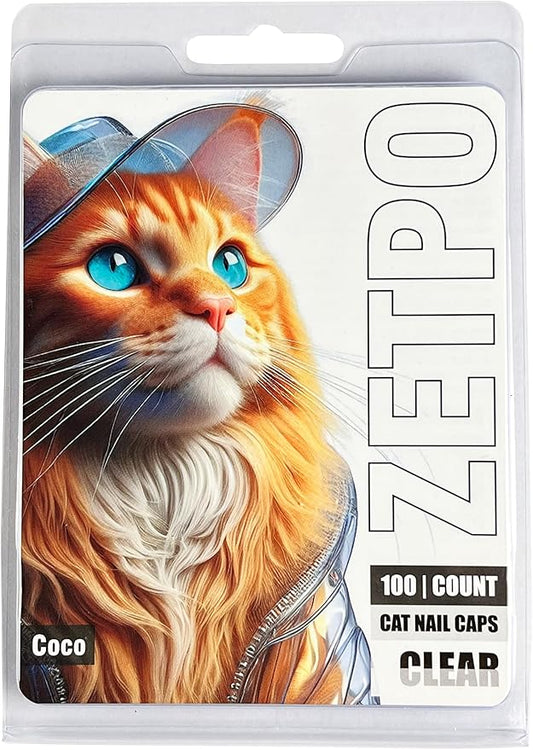 100 pcs Cat Nail Caps | Cat Claw Covers | with Adhesives and Applicators (Clear, M)