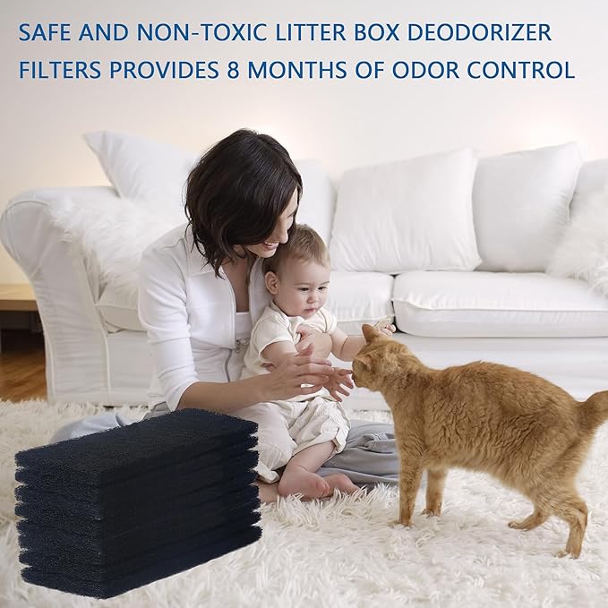 8 Pack Carbon Filters Compatible with Litter Robot 3 Replacement Filters for Absorbing Odors Control Damp from Pets and Keep Home Fresh