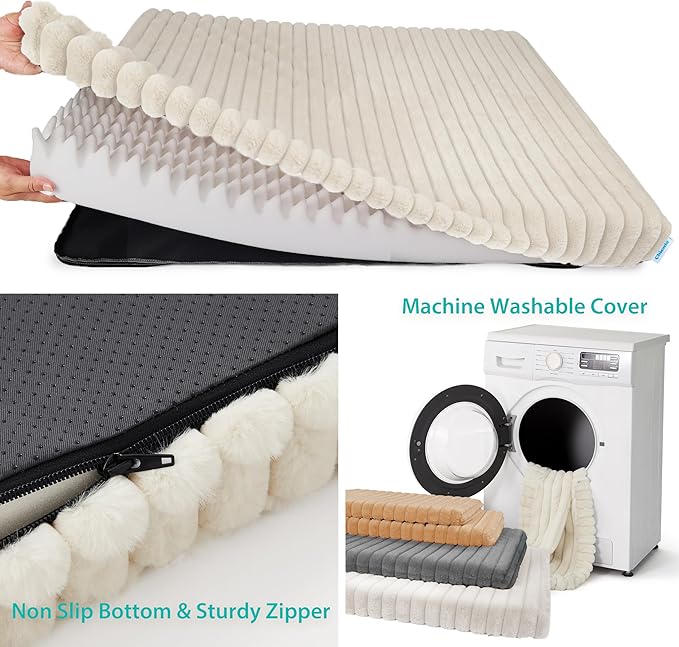 Waterproof Orthopedic Large Dog Bed, Egg Foam Supportive Dog Beds with Washable Cover, Corduroy Fleece Super Soft Pet Bed Furniture for Indoors (36" x 27", Brown)
