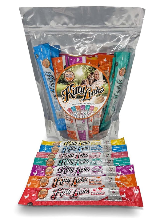 Rena's Recipe Kitty Licks (28 Tubes / 7 Flavors) Chicken - Chicken with Liver - Chicken with Tuna - Tuna - Tuna with Seafood - Tuna with Salmon - Tuna with Scallop