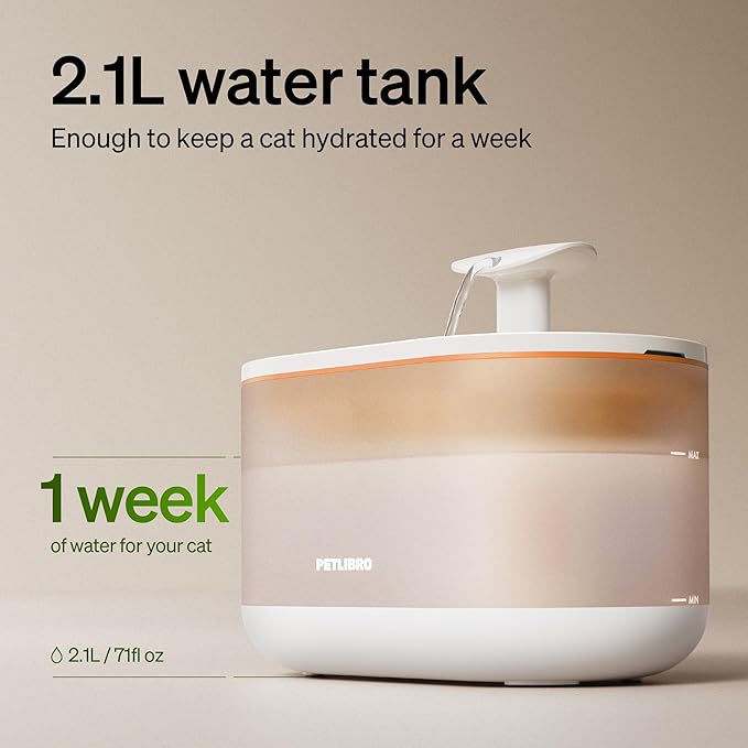 PETLIBRO Cat Water Fountain, 71fl oz/2.1L Ultra Quiet Pet Water Fountain for Cats Inside, BPA-Free, Two Flow Modes,Visible Water Level Dog Water Dispenser, Upgraded Cat Water Bowl with 4 Large Filters