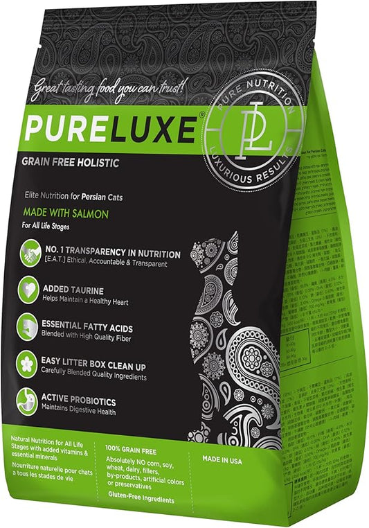 PURELUXE Grain and Gluten Free Cat Food, Persian Cat Elite Nutrition, Salmon, for Persian Cats at All Life Stages and Breeds, Made in The USA, 3.3lbs