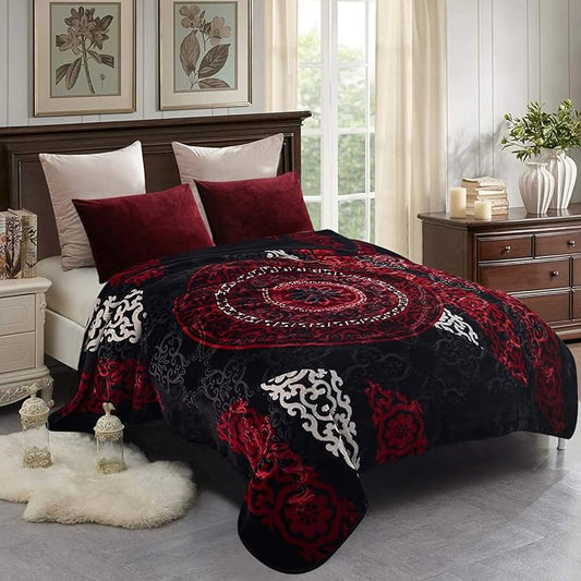 JML Fleece Blanket King Size, Heavy Korean Mink, 85 X 95 Inches, 9 Lbs, Soft and Warm, Thick Raschel Printed Mink Blanket for Autumn, Winter, Bed, Home, Gifts, Printed Pattern
