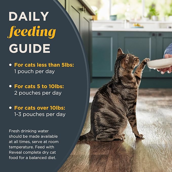Reveal Natural Wet Cat Food, 12 Count, Grain Free, Limited Ingredient Cat Food Pouches, Tuna with Shrimp in Broth, 2.47 oz Pouches