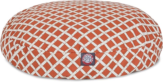 Burnt Orange Bamboo Medium Round Indoor Outdoor Pet Dog Bed With Removable Washable Cover By Majestic Pet Products
