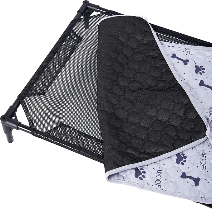 Forher Assemblable Metal Frame Puppy Elevated Dog Bed, Portable Dog Bed, Easy to Clean, Breathable mesh, Puppy cat Bed, Indoor and Outdoor use, Travel, Camping，pet Bed Off The Ground,XL-Black…