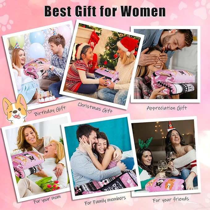 Dog Moms Sherpa Blanket for Dogs Lovers 50”X 60” Best Dog Mom Ever Soft Throw Blanket Dogs Themed Gifts for Women Girls