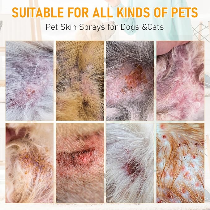 Pet Skin Sprays for Dogs & Cats,Pet Skin Care Spray, Nature Soothing Spray for Clean and Soft Skin, Pet Skin Treatment Spray for All Animals (2Pcs)