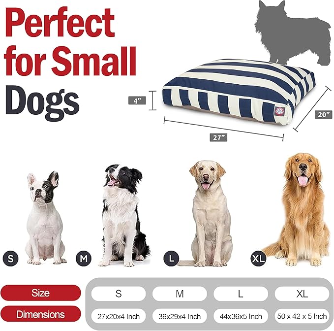Majestic Pet Rectangle Small Dog Bed Washable – Non Slip Comfy Pet Bed – Dog Crate Bed with Removable Washable Cover – Dog Kennel Bed for Sleeping - Dog Bed Small Breed 27x20x4 Inch – Navy Blue