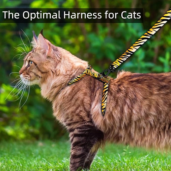 Cat Harness and Leash Escape Proof, Adjustable Soft Cat Collar and Leash for Outdoor Walking & Travel with Breathable Nylon, 4.9ft Cat Harness - Lightweight & Safe Small Kitten Leash [XS]