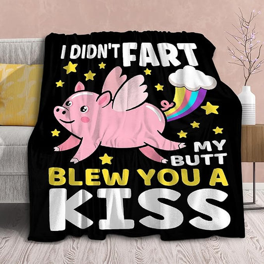 Funny Pig Blanket Gift for Girls Boys- 120x90 Inches Soft Flannel Throws Blankets Funny Gift for Teen Women Men Adult Cute Pig Lover Gifts for Birthday Christmas Halloween Bed Sofa Couch-King Size