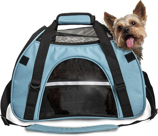 Furhaven Multipurpose Tote Bag Pet Carrier w/ Weather Guard - Robin Blue, Small
