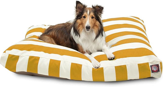 Majestic Pet Rectangle Large Dog Bed Washable – Non Slip Comfy Pet Bed – Dog Crate Bed with Removable Washable Cover – Dog Kennel Bed for Sleeping - Dog Bed Large Breed 44x36x5 Inch – Yellow
