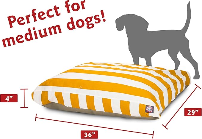 Majestic Pet Medium Dog Bed, Rectangular, Polyester, Washable, 36x29x4 Inch, Yellow