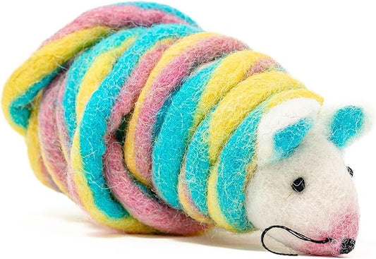 Catch a Mouse by The Tail Wool Cat Mouse Toy with a 6-Foot Tail for Indoor Cats Kittens. Cute Cat Toy Mouse Cat Toy. Rat Plush Toy, Fake Mouse, Mice. No Catnip. Pride (Unicorn Swirl)