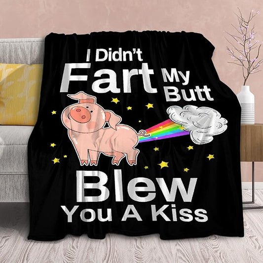 Pig Blanket,Girls Pink Pigs Animal Fleece Lightweight Throws,I Didnt My Blew You A Kiss,Super Soft Sherpa Blankets, for Bed Sofa Couch,Funny Things for Teen,50"x60" for Girl Boy