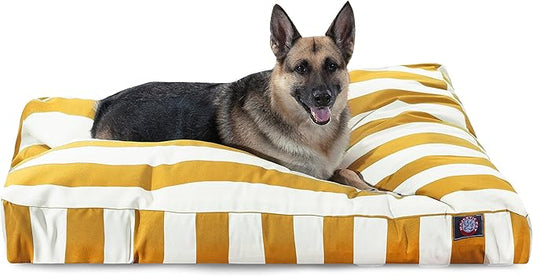 Majestic Pet Stripes Rectangle Large Dog Bed Washable – Non Slip Comfy Pet Bed – Dog Crate Bed with Removable Washable Cover – Dog Kennel Bed for Sleeping, Polyester Fiber, X-Large, Yellow