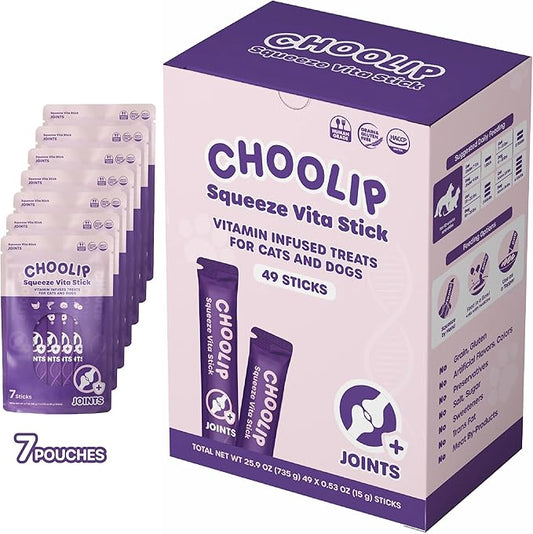 Squeeze Vita Stick Lickable Treats for Dogs & Cats. 49 Joint Support Sticks with Essential multivitamins. Soft and Tasty Paste for All Life Stages, Supporting Joints Health