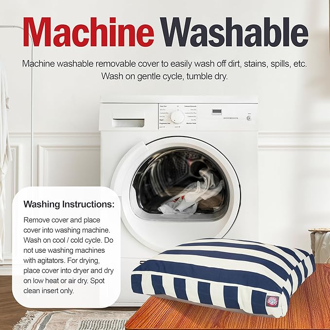 Majestic Pet Rectangle Small Dog Bed Washable – Non Slip Comfy Pet Bed – Dog Crate Bed with Removable Washable Cover – Dog Kennel Bed for Sleeping - Dog Bed Small Breed 27x20x4 Inch – Navy Blue