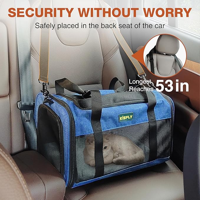 TSA Approved Pet Carrier in Cabin 17 x 11 x 9.5 inches, Small Dog Airline Approved Carrier Up to 16 Lbs, Cat Carrier Soft, Bunny Cat Puppy Travel Carrier, Airline Pet Carrier Under Seat, Blue