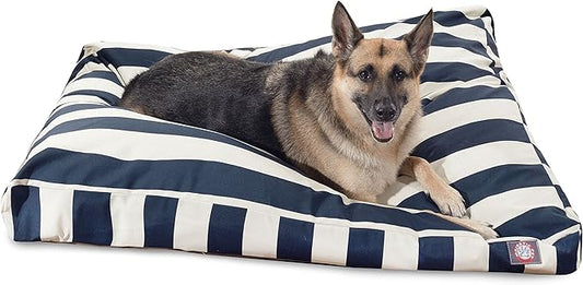 Majestic Pet Stripes Rectangle Large Dog Bed Washable – Non Slip Comfy Pet Bed – Dog Crate Bed with Removable Washable Cover – Dog Kennel Bed for Sleeping, Polyester Fiber, X-Large, Navy Blue