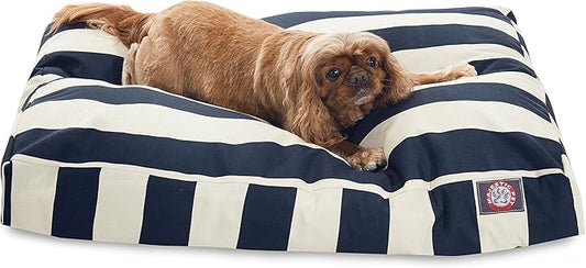 Majestic Pet Rectangle Medium Dog Bed Washable – Non Slip Comfy Pet Bed – Dog Crate Bed with Removable Washable Cover – Dog Kennel Bed for Sleeping - Dog Bed Medium Breed 36x29x4 Inch – Navy Blue