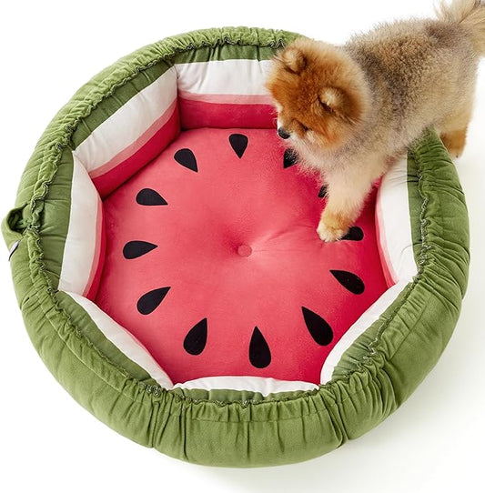 Lesure Dog beds for Small Dogs - Washable Cute Cat Beds with Versatile Dual-Use Design, Reversible Round Pet Bed for Puppy and Kitten, 25x25x8 Inches