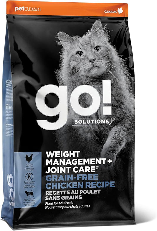 Go! Solutions Weight Management + Joint Care, Grain-Free Dry Cat Food, Chicken Recipe, 3 lb Bag