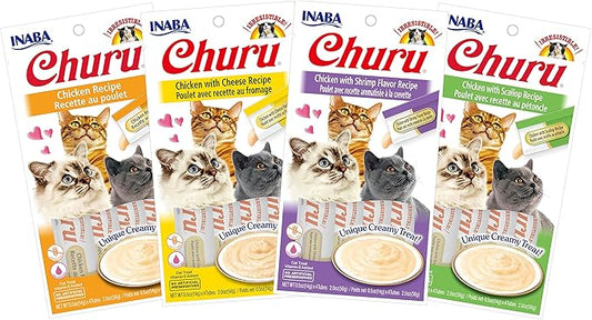 INABA Churu Lickable Purée Natural Cat Treats (Chicken Variety Pack, 16 Tubes)